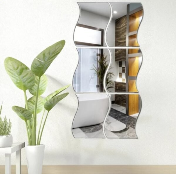6x Zigzag Silver Acrlyic Wall Mirror